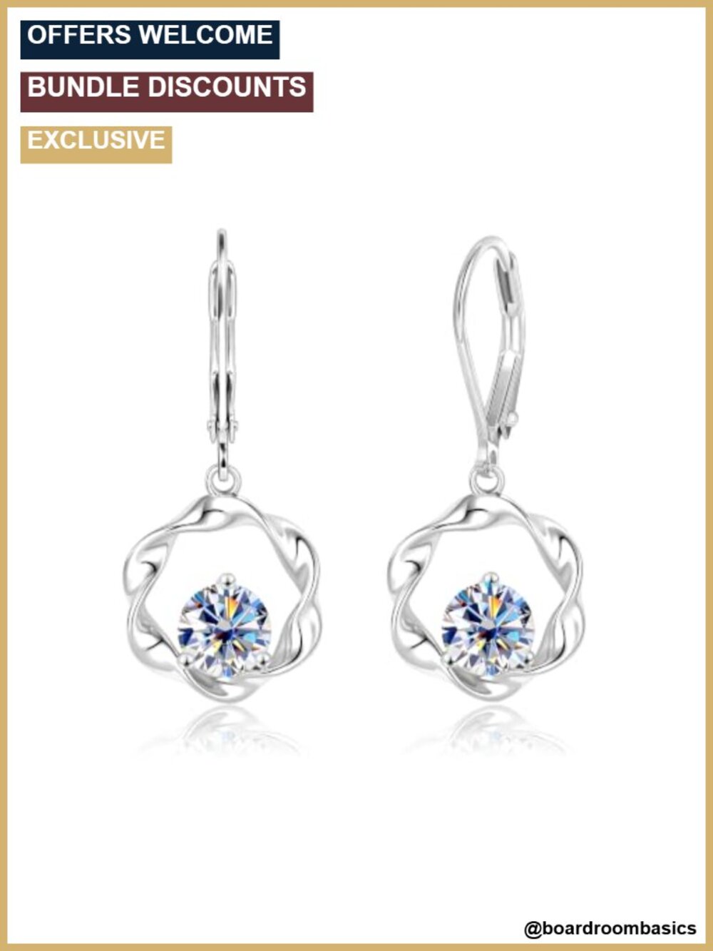 2ct Moissanite Dangle Earrings Mobius Twist Leverback Silver Plated